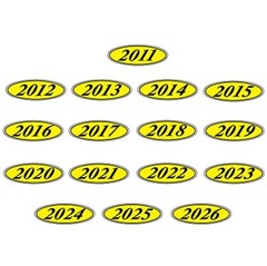 1 of each year 2014-2026 Oval Model Windshield Year Stickers Vinyl Dealership