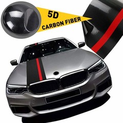 Universal Car Front Hood Rally Racing 5D Stripes Carbon Fiber Decal Wrap Sticker