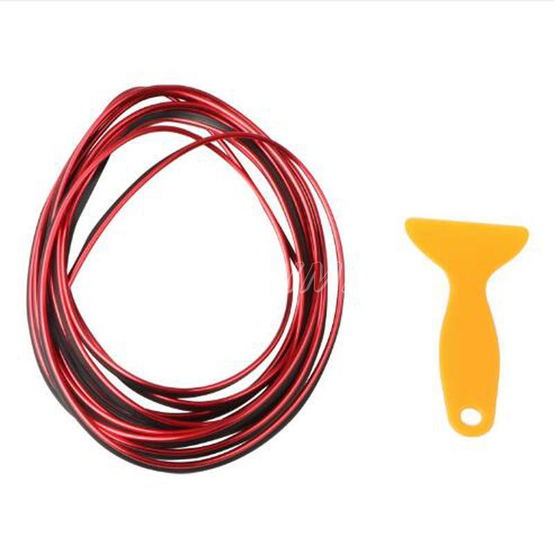 5M Car Interior Door Gap Panel Edge Line Molding Trim Strip Insert Decorate Red