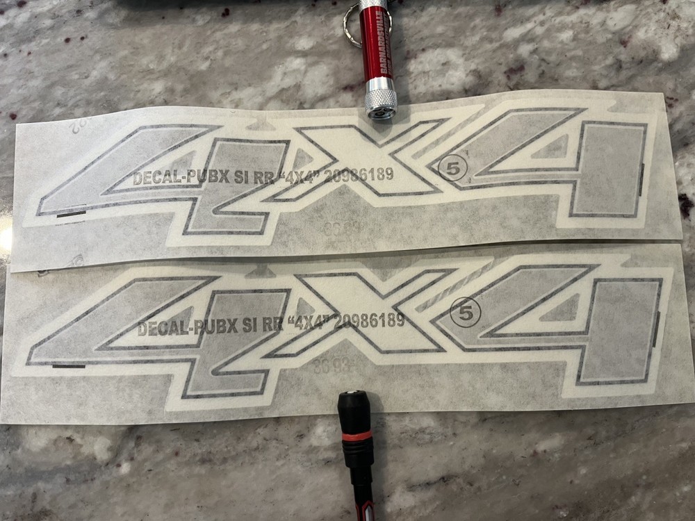 Two New GM OEM Chrome 4×4 Rear Side Decals 2012 -2014 Chevy / GMC 20986187