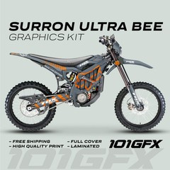 Surron Ultra Bee Graphics Kit FOX RACE LINE Grey Orange Decals Stickers