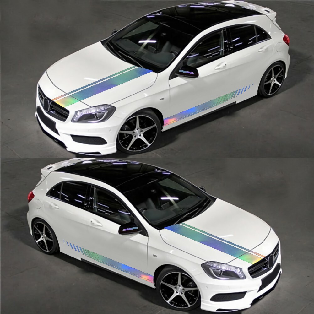 Laser Stripes Universal Car Side Skirt Door Racing Graphic Vinyl Sticker Decal