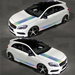 Laser Stripes Universal Car Side Skirt Door Racing Graphic Vinyl Sticker Decal