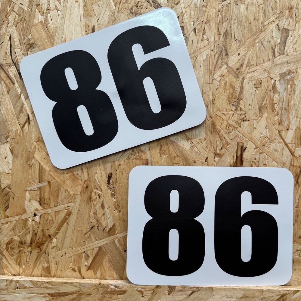 6″ Height Rectangle White Magnetic Racing Number 86 Magnet 2pcs
