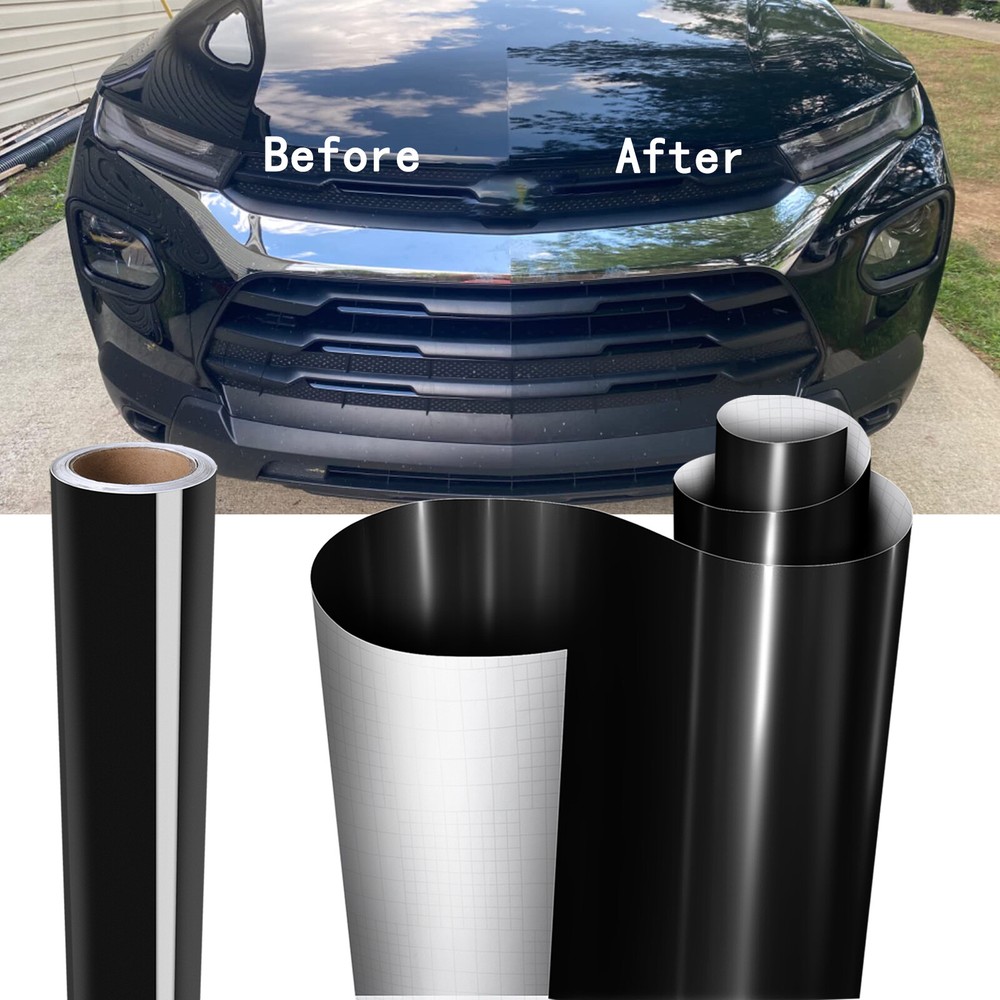 Gloss Black Premium Vinyl Car Wrap Adhesive Film Air Release Roll 20FT*5FT