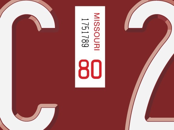 Missouri license plate registration sticker, 1980 to 1987