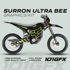 Surron Ultra Bee Graphics Kit FOX RACE LINE Black Green Decals Stickers