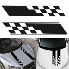 2X Sport Rally Racing Plaid Car Body Side Door Skirt Fender Stripe Decal Sticker
