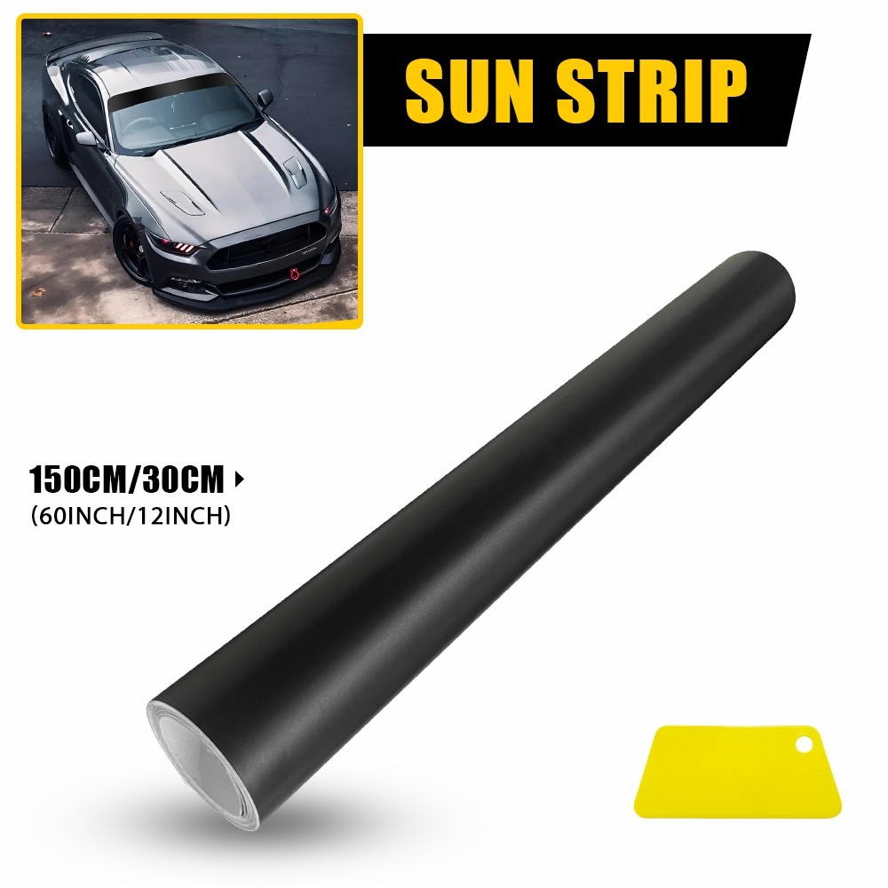 12*60inch Matte Windshield Black Sun Visor Banner Vinyl Blank Cover Sticker CARS