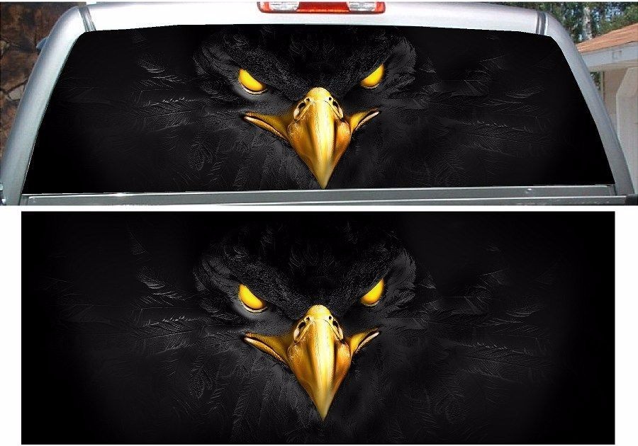 Black eagle rear window view thru graphic decal wrap