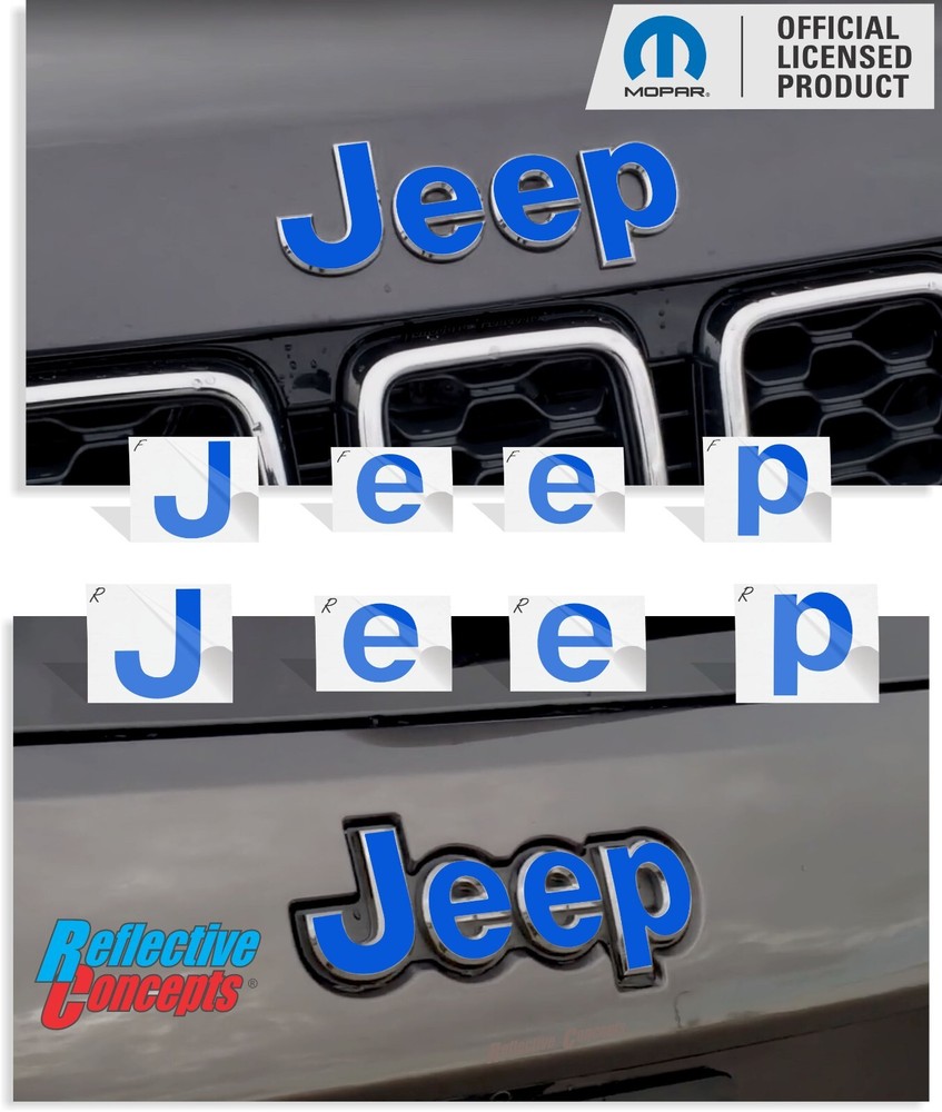 JEEP Front and Rear Emblem Overlay Decals for 2014-2021 Jeep Grand Cherokee