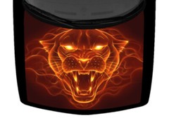 Flame Panther Fire Truck Hood Wrap Vinyl Car Graphic Decal Orange Flames 58″x65″