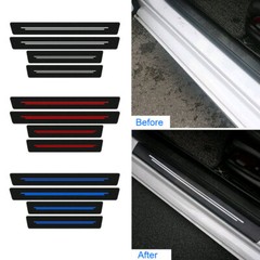 4x Carbon Fiber Stickers Door Plate Sill Scuff Film Anti-Scratch Car Accessories