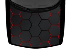 Hexagon Mosaic Black and Red Truck Hood Wrap Vinyl Car Graphic Decal 58″ x 65″