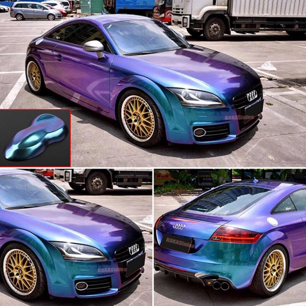 Chameleon Car Pearl Gloss Metal Glitter Chrome Vinyl Wrap Sticker Purple Blue US