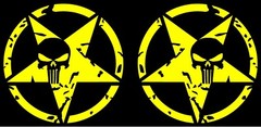 Jeep US Army Star Punisher Skull L and R Vinyl Decal Multiple Colors and Sizes