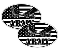 American Flag Eagle Army Stickers Oval Decals Choose Size 2 pack #L