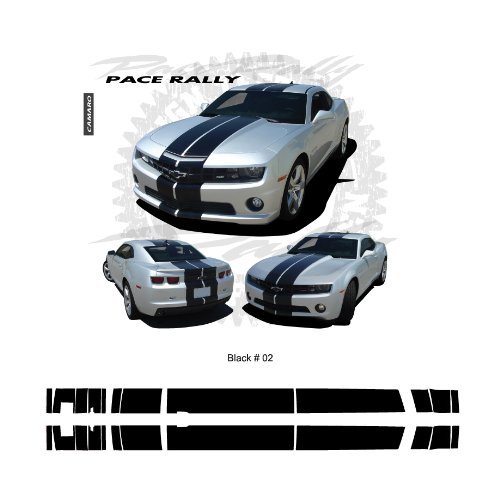 Chevrolet Camaro V6 2010 – 2013 Rally Stripes Graphic Kit – Gloss Black