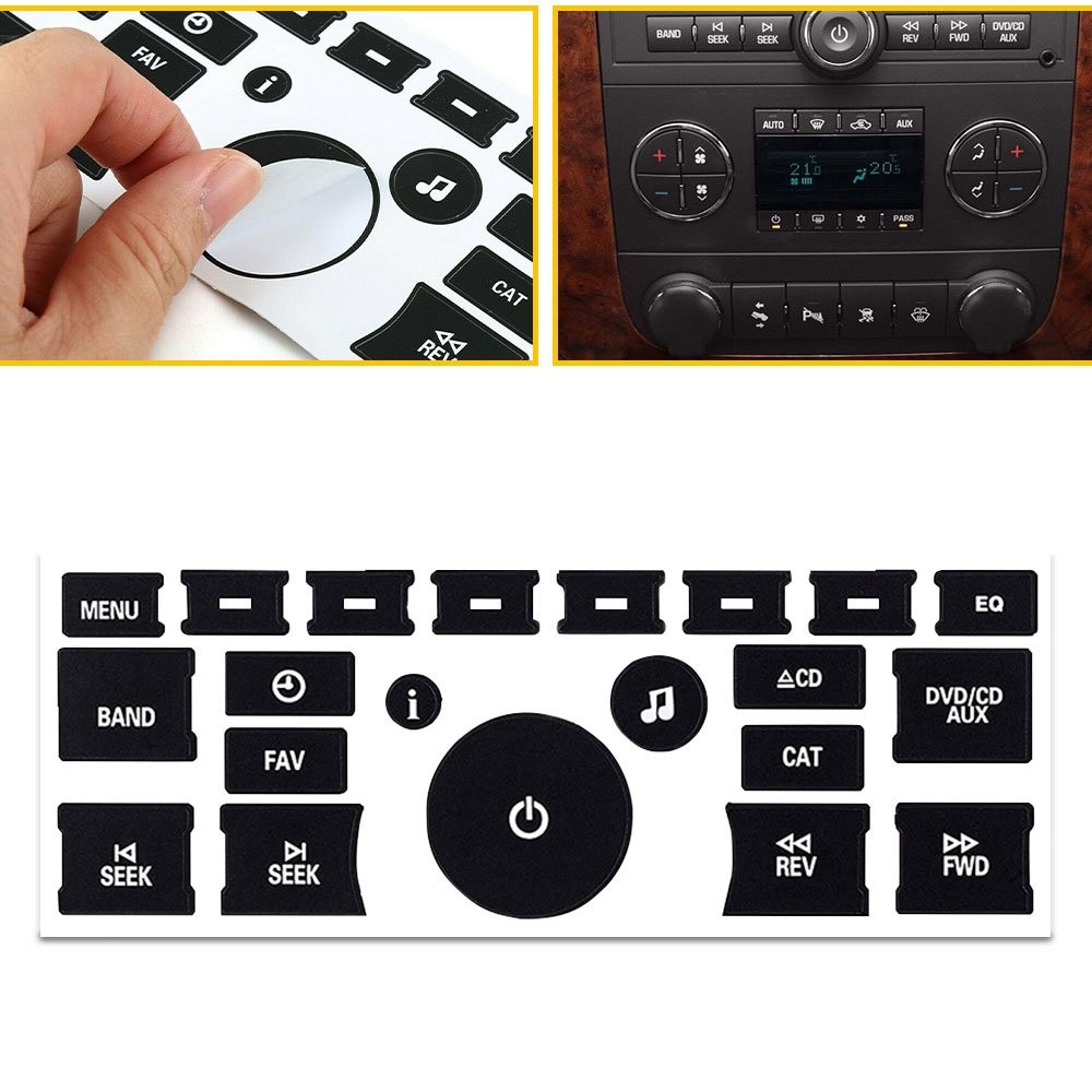 New Black Car Knob & Climate Control Button Sticker Combo Decor Trim Accessories