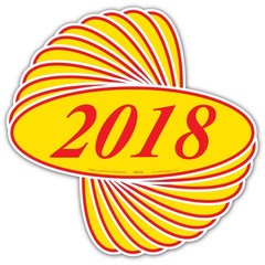 EZ-Line Car Dealer Oval Model Year Stickers Large Windshield Stickers Red Yellow