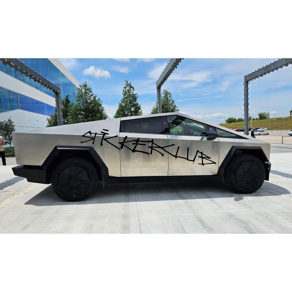 Tesla Cybertruck 2023-2025 CUSTOM TEXT Graffiti Style Side Panel Decal Graphics
