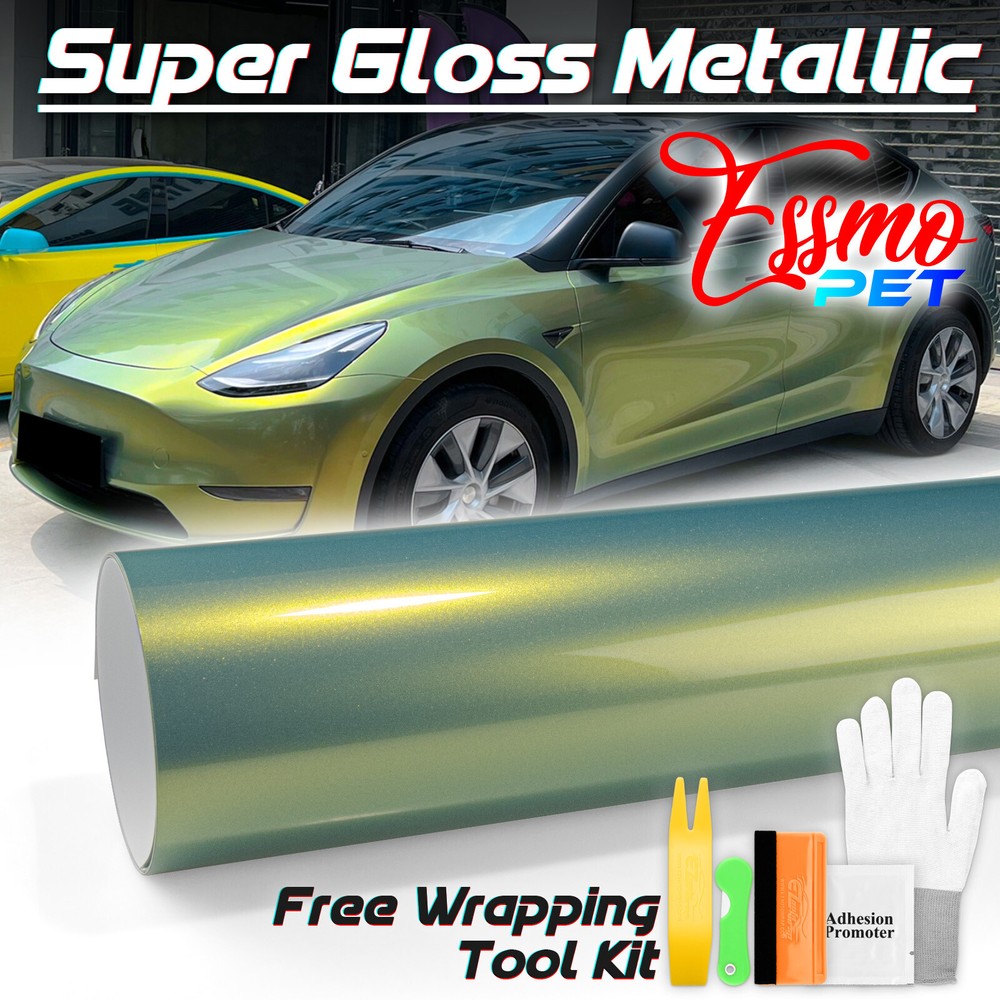 ESSMO PET Super Gloss Metallic Urban Bamboo Vehicle Vinyl Wrap Decal Like Paint