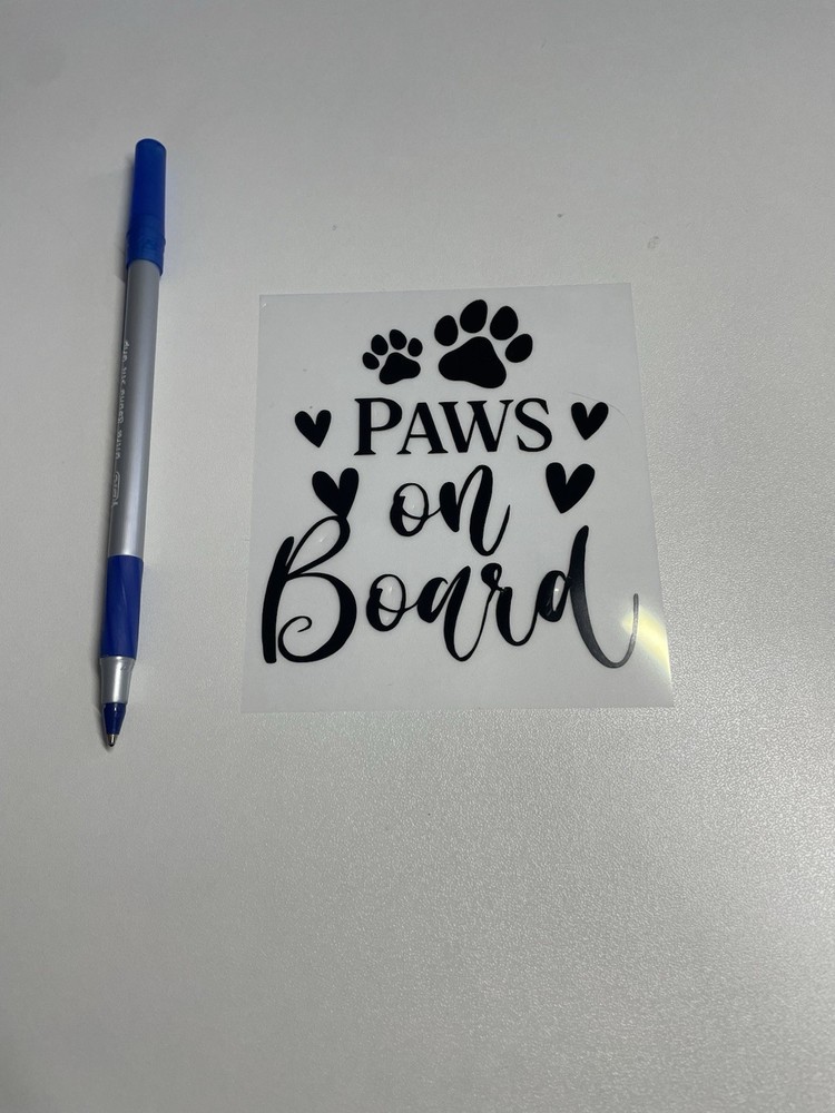 Paws On Board Permanent Vinyl Decal for Car Window truck window laptop