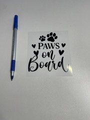Paws On Board Permanent Vinyl Decal for Car Window truck window laptop