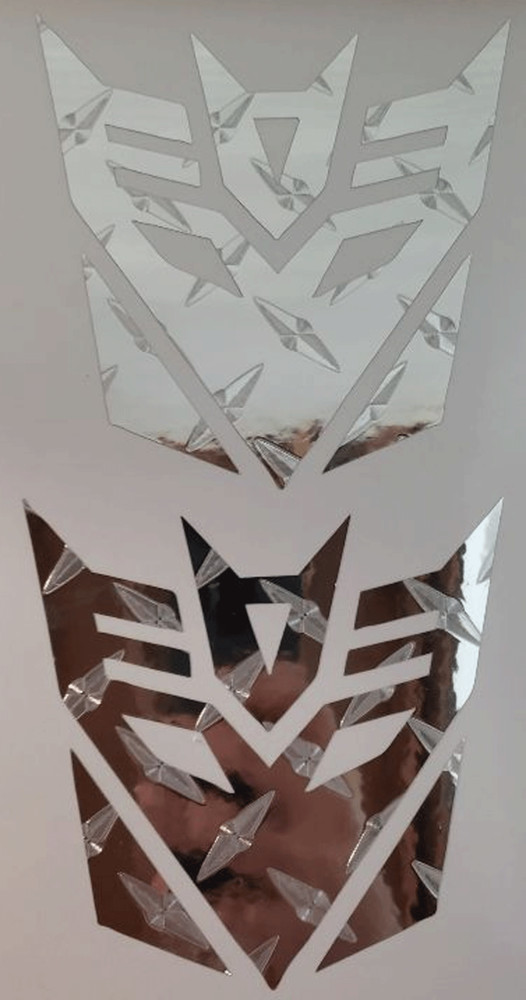 Chrome Diamond Plate Transformer decepticon Decals (2) Truck Car Motorcycle