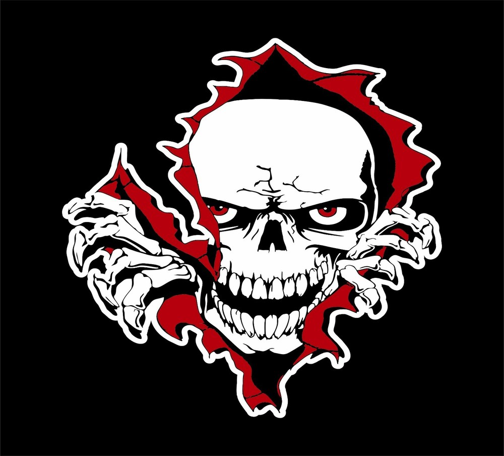 Skull Zombie Walking Dead Skeleton Rip Tear Car Truck Window Vinyl Decal Sticker