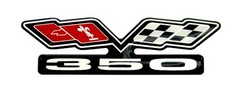 Chevy 350 (FLAGS) EMBLEM Super Sized BLACK