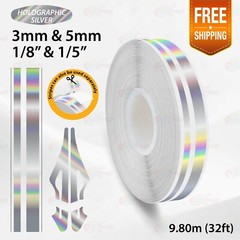 CHROME RAINBOW 9/16″ 15mm Double Lines STRIPE Car Streamline TAPE Vinyl Sticker
