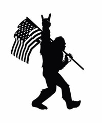Bigfoot Sasquatch American Flag Yeti Sticker Decal Rock On 2A Big Foot USA Jdm