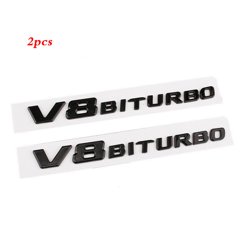 New 2pcs Gloss BLACK V8 BITURBO Fender Side Emblem Badge GT63 E63 G63 S63