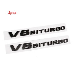 New 2pcs Gloss BLACK V8 BITURBO Fender Side Emblem Badge GT63 E63 G63 S63