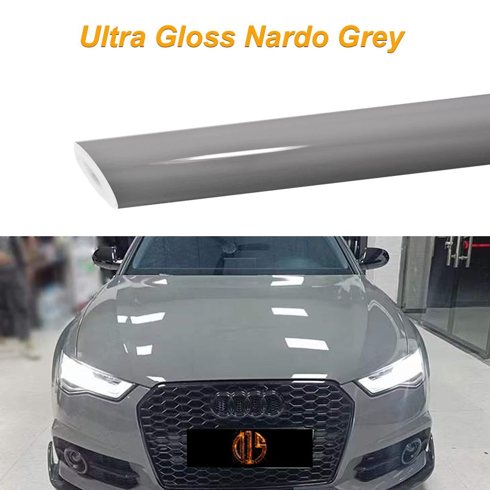 12″x60″ Ultra Gloss PET Nardo Gray Car Vinyl Wrap Film Air Release 1FT x 5FT