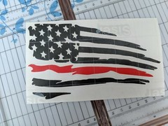 Distressed American flag thin red line Vinyl Decal Sticker | Ripped Torn USA