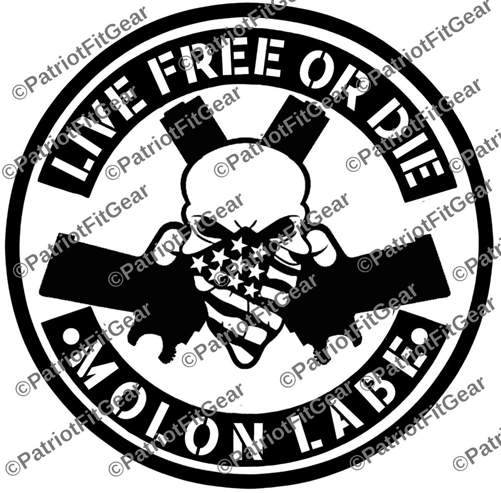 Live Free Or Die,Molon Labe,Skull,10″x10″,2A,Gun Rights,Gadsden,1776,Vinyl Decal