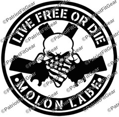Live Free Or Die,Molon Labe,Skull,10″x10″,2A,Gun Rights,Gadsden,1776,Vinyl Decal