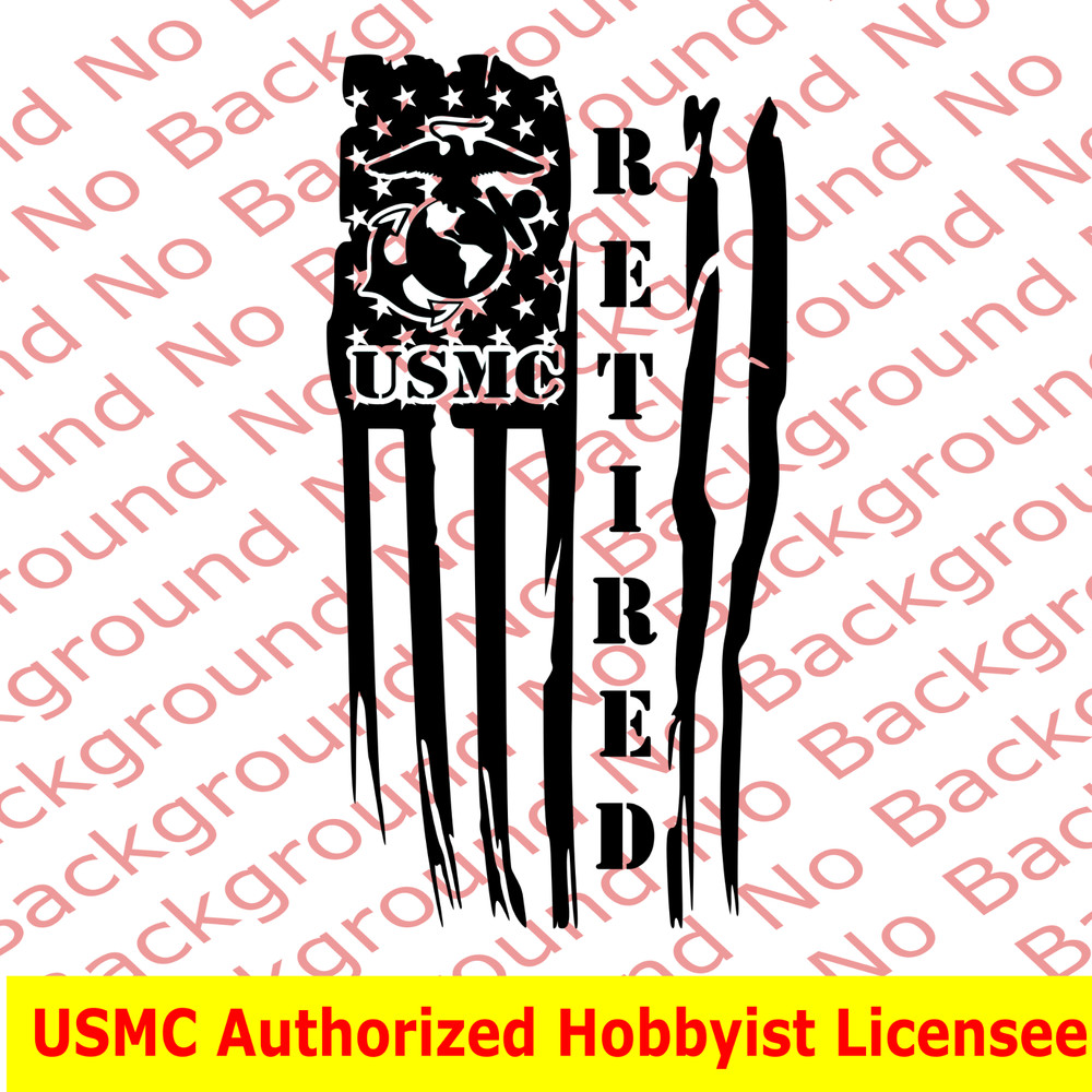 VERTICAL Distressed America USMC Retired Flag Vinyl Window EGA Decal AY053R