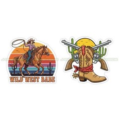 Cowgirl Vinyl Decal Sticker Country Western Southern boots 2 pack F