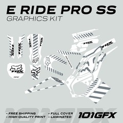 E Ride Pro SS Graphics Kit FOX Race Line White Grey Decals Stickers kit ERide