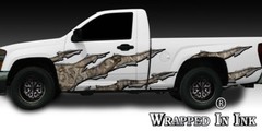 Truck Side Graphics Rocker Panel Ripped Metal Obliteration Camouflage Camo 01