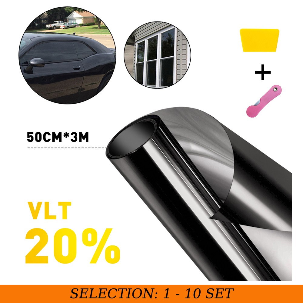 1-10X 20% VLT Window Tint 20″x10ft Roll Heat Reject UV Protection Car Glass Film