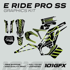 E Ride Pro SS Graphics Kit FOX Race Line Black Green Decals Stickers ERide