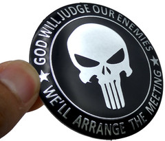 1x 2nd Amendment God Will Judge Decal Sticker Emblem Metal Dome Auto Car Truck