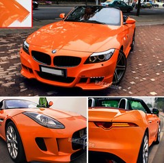 Solid Orange Ultra Glossy Chrome Metallic Full Car Vinyl Wrap SUV PVC Sticker US