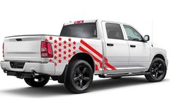Back side US flag graphics stickers decals compatible with Dodge Ram