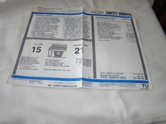 2002 Chevrolet Trailblazer LTZ 4 WD Original Factory Window Sticker