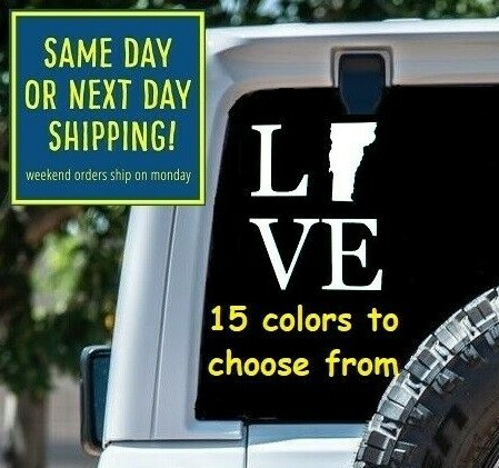 8 Sizes LOVE VERMONT Car Window DECAL STICKER MacBook Laptop Tablet Gift